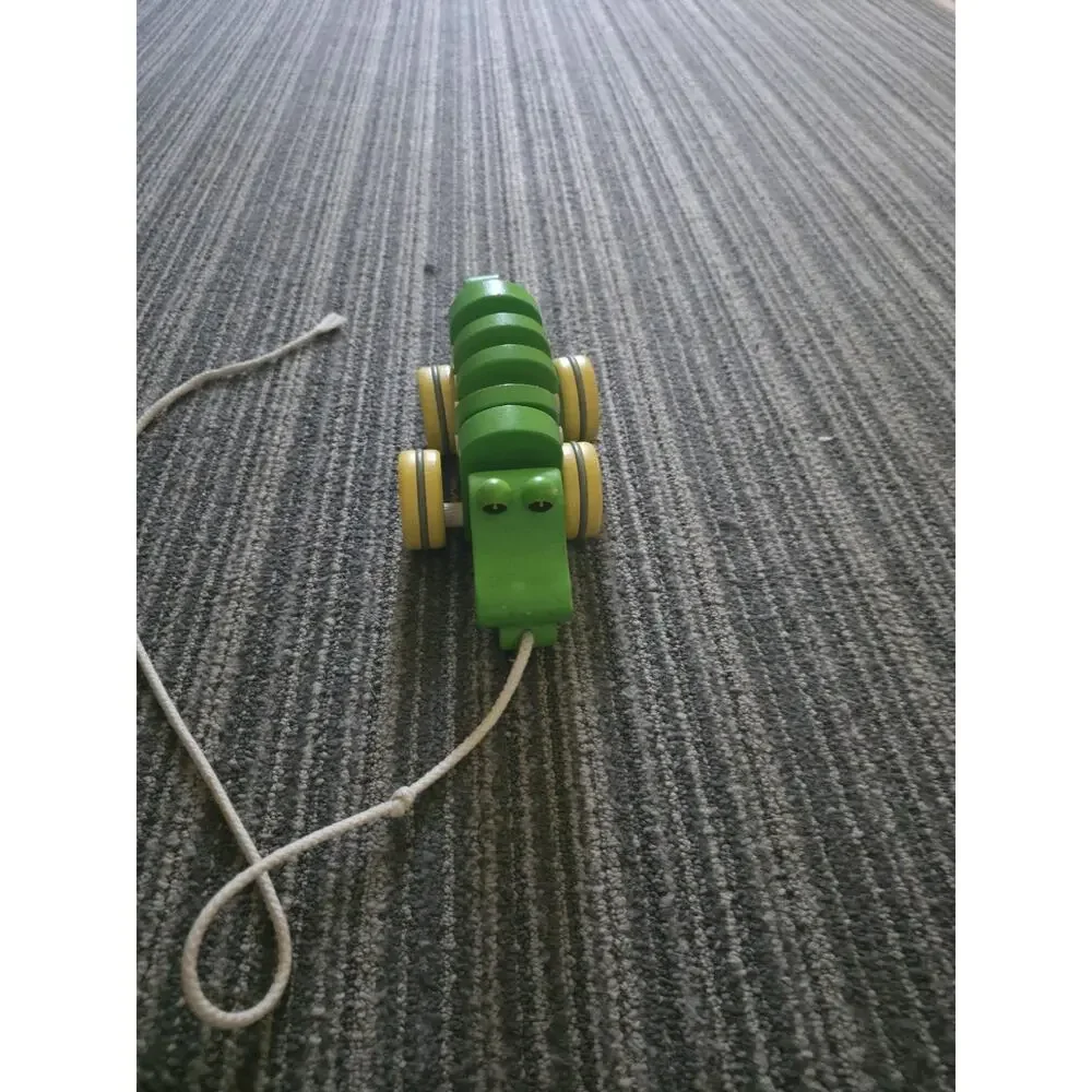 Vintage Plan Toys Dancing Alligator Crocodile Wooden Pull Toy For Kids W/ String